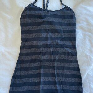 Navy Blue and Grey Stripped Lululemon Workout Top